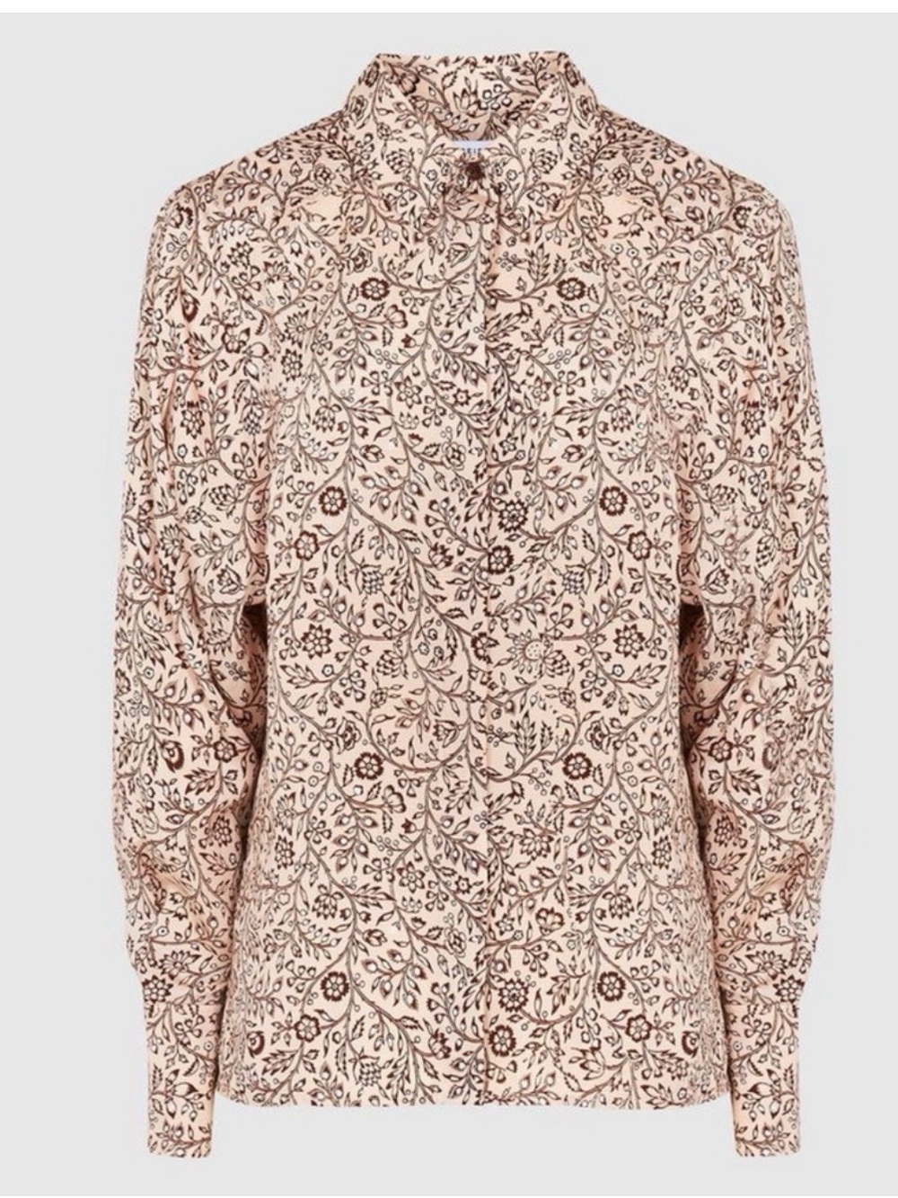 Reiss Peach Paisley Ruffle-Neck Blouse - Picture 6 of 8